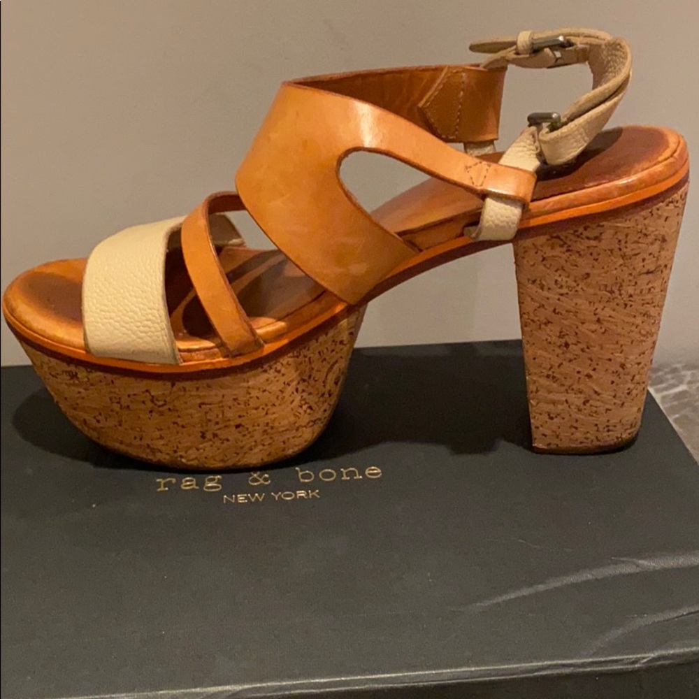 Rag & Bone Newport Platform Sandals 38 tan brown